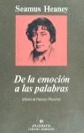 DE LA EMOCION A LAS PALABRAS | 9788433905291 | HEANEY,SEAMUS