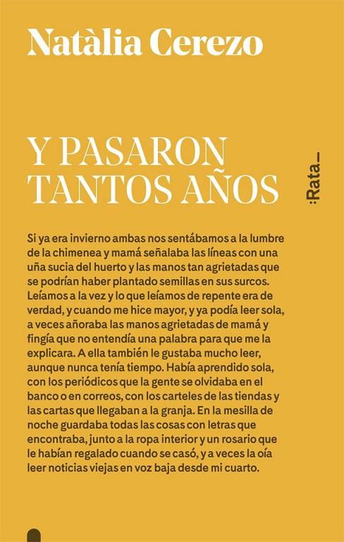 Y PASARON TANTOS AÑOS | 9788416738052 | CEREZO, NATÀLIA