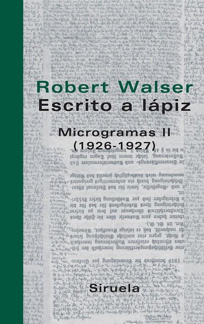 ESCRITO A LAPIZ MICROGRAMAS VOL.II (1926-1927) | 9788498410044 | WALSER, ROBERT