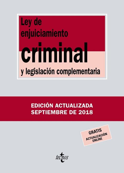 LEY DE ENJUICIAMIENTO CRIMINAL Y LEGISLACIÓN COMPLEMENTARIA | 9788430975112 | EDITORIAL TECNOS